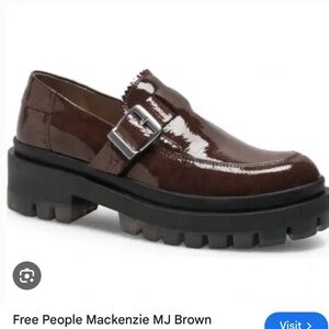 New Free People Mackenzie MJ Brown Patent Leather size 36.5
